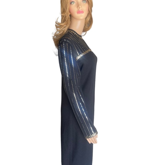 St. John Dress Knit Sequin
Vintage Long Sleeve Art Deco
Black Gold Silver 8 - Picture 2 of 12